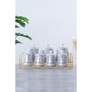 Acar 10570 Set di spezie 7 pezzi con supporto oro blu - Product Image 1