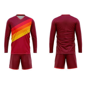 Conjunto de Uniforme de Fútbol de Poliéster 100% con Estampado por Transferencia de Calor Rojo, Camiseta y Pantalones Cortos de Fútbol, Totalmente Personalizado, Manga Larga, Antibacteriano - Product Image 2