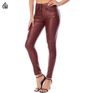 Pantalones de cuero de alta calidad hechos a medida al por mayor señoras puro para damas Color mujer ropa mujer Casual OEM servicio tejido - Product Image 1