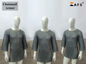 เสื้อเชิ๊ตแขนสั้นเหล็กอ่อน, เสื้อเชิ๊ตเหล็กแบบครึ่งแขนเสื้อเชิ๊ตเหล็ก09มม. แบนตอกหมุดชุดเกราะ haubergeon - Product Image 6