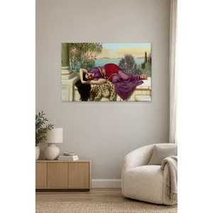 Fida Godward, femme reposeuse sur une terrasse en marbre, impression sur toile - Product Image 5