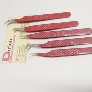 Logo privé pince à cils de couleur scintillante rouge pince à épiler en acier inoxydable haute précision professionnelle pointue incurvée Volume pince à cils - Product Image 3