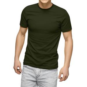Camiseta de manga corta con cuello redondo para hombre Camiseta de algodón liso sólido Tamaño grande y alto disponible - Product Image 1