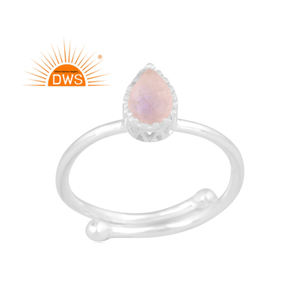 Dernières tendances bague empilable en argent sterling fin pierre de lune arc-en-ciel naturelle fabricant de bijoux personnalisés - Product Image 1