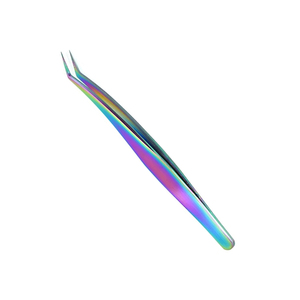 Wholesale <b>Eyelash</b> <b>Tweezers</b> Pointed Tip Curved Titanium Coated German Stainless Steel Beauty <b>Eyelash</b> <b>Tweezers</b> 5 Inch - Product Image 1
