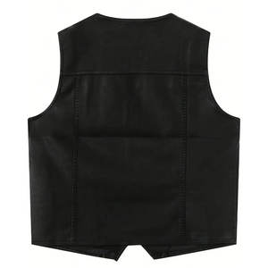 Chaleco de cuero para motociclistas para hombre, diseño clásico, cierre de cremallera, chaleco duradero y a la moda para viajes y exportación. - Product Image 2