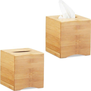 Support de boîte à mouchoirs en bambou rustique avec fonction de recharge lisse pour décor de salle de bain dans les hôtels et les espaces privés - Product Image 6