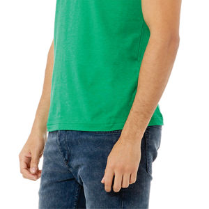 T-shirt unisexe à manches courtes Heather Kelly 52% coton 48% Poly 4.2 oz CVC Airlume peigné anneau filé tissu léger à séchage rapide tricoté - Product Image 5