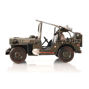 Maquette de Jeep Willys-Overland 1941 peinte à la main, échelle 1:12, en acrylique vert, 16,5x15,2 cm, pour présentation sur table, maison, bureau ou camping-car - Product Image 6