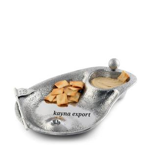 Bol à chips et à trempette en aluminium poli artisanal, feuille d'argent et feuille d'or, bord doré, décoration de table de fête, plateau à collations - Product Image 2