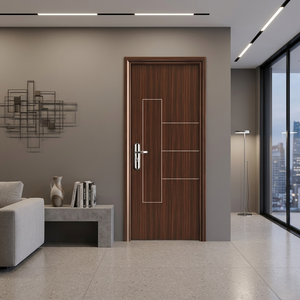 Porte intérieure en bois minimaliste avec âme en MDF anti-ondulation et résistante à l'humidité, insonorisée, pour villa, cuisine, chambre - Product Image 1