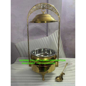 Calentador de alimentos de plato de frotamiento dorado de alta calidad con tapa de cúpula para eventos para restaurante y catering de bodas y cualquier suministro de fiestas - Product Image 1