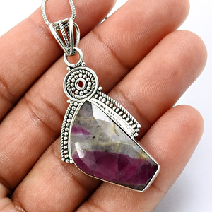 เครื่องประดับอัญมณี Zoisite ทำด้วยมือจี้เงินแท้925ดีไซน์หรูหราสินค้าออกใหม่ - Product Image 4