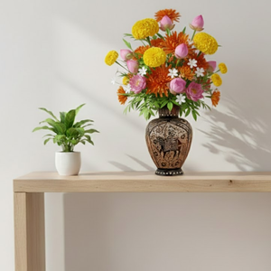 Florero de Latón de Alta Calidad |   Diseño Tradicional Hecho a Mano |   Multicolor Dorado |   Decoración de Lujo para Oficina en Casa - Product Image 2