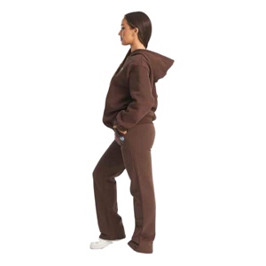 Women's Premium Casual Winter Tracksuit <b>Set</b> Eco-Friendly Warm Fleece Hoodie Jogger Pants Stylish Solid Color Activewear <b>Lounge</b> - Product Image 4