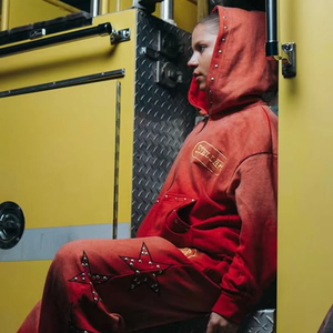 Conjunto de Sudadera con capucha de dos piezas de algodón 100% Vintage para hombre, pantalones de chándal de felpa francesa, lavado con ácido desteñido al sol con logotipo bordado en 3D - Product Image 6