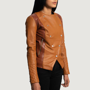 Breathable <b>Lightweight</b> Reversible <b>Women</b> Leather <b>Jacket</b> Winter Wear Wind Protection <b>Women</b> Leather <b>Jacket</b> - Product Image 2