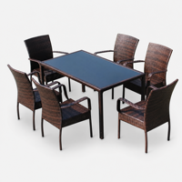 Ensemble de chaises en rotin minimalistes modernes pour l'extérieur, avec structure en fer forgé mobile, table et chaises de loisirs pour patios, jardins, balcons