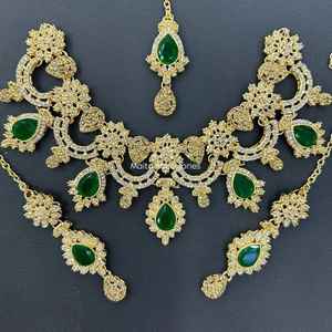 Nueva colección, conjuntos de joyería de fiesta de acero inoxidable con estilo, bordado de perlas, Jhumka Bindi, ropa de boda tradicional paquistaní - Product Image 2