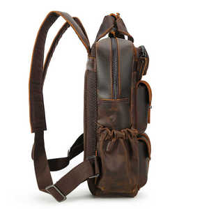 Sac à dos vintage Crazy Horse en cuir pour ordinateur portable de 14 pouces sac de voyage de luxe en cuir véritable pour hommes - Product Image 5