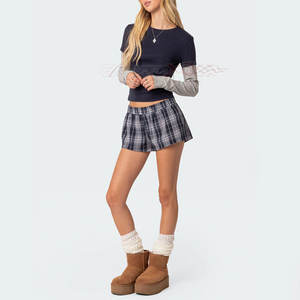 เสื้อยืดลำลองสองชั้นสำหรับผู้หญิงคอกลมและแขนยาวสำหรับสตรีทแวร์เสื้อมีชั้น - Product Image 3