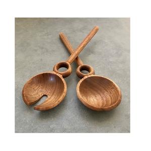 มือแกะสลักที่มีคุณภาพที่ดีที่สุดไม้สลัดเซิร์ฟเวอร์ชุดเครื่องครัวไม้ทำเครื่องมือสลัดที่ดีที่สุดราคาขายส่ง - Product Image 5