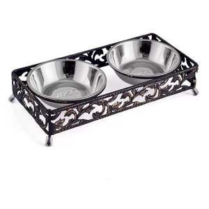 Premium Designer Metal <b>Dog</b> <b>Bowl</b> With Adjustable Elevated <b>Stand</b> For Large <b>Dogs</b> Puppies Senior <b>Dogs</b> And Multi Pet Households - Product Image 1