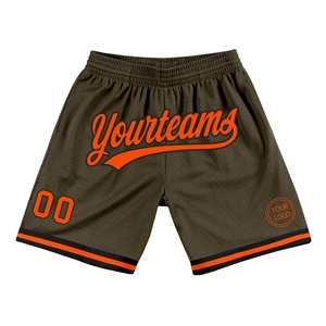 Industrie Direct Engro Sportswear Pantalones cortos de baloncesto Custom Olive Orange-Black Throwback Salute To Service Pantalones cortos de baloncesto - Product Image 1