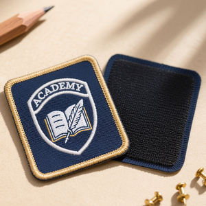 Écussons brodés, badges brodés, écussons ovales tissés, Croix en argent avec inscription 'In Light We Trust', badge blanc, bleu foncé - Product Image 3