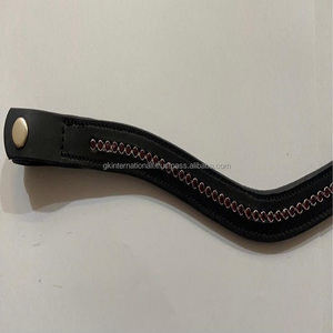 Boucles à pression personnalisées, bande de sourcil de cheval en cuir fait à la main avec cristaux ronds violets de marque, bande de sourcil bling - Product Image 6