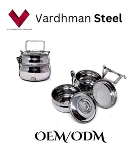 Lonchera Tiffin de Acero Inoxidable con Logotipo Personalizado, Lonchera de 2 Compartimentos, Apta para Alimentos, Estilo Indio, 7x2, para Uso Escolar - Product Image 5