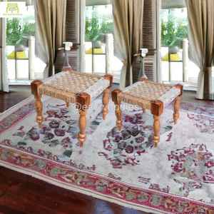 Tabouret en bois ottoman gain de place Peeda repose-pieds tabouret ottoman fait à la main Console d'incrustation d'os ottoman - Product Image 6