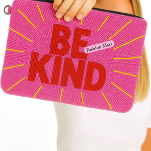 Pochette perlée faite à la main sur mesure avec des citations positives hors de ce monde Good Vibes Good Energy Be Kind Evening Purse - Product Image 1