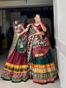 Meilleure qualité à la mode ethnique imprimé Lehenga avec chemisier Dupatta pour femmes dames indien pakistanais vêtements mariages autres fêtes - Product Image 4
