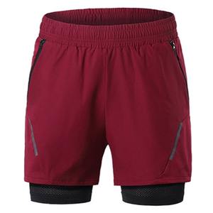 Nouveau short de course noir pour homme double couche à séchage rapide en satin respirant taille mi-élastique solide entraînement de sport - Product Image 4