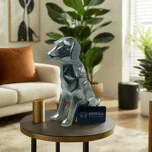 Escultura de cachorro em alumínio para decoração de mesa, acessório de metal para casa, novo design para comemoração de Ação de Graças