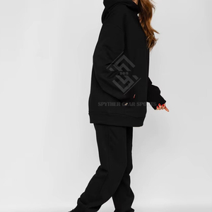 Ensemble de survêtement 2 pièces pour femme, veste à capuche et pantalon, coupe régulière, léger, respirant, en polyester/coton écologique, vente en gros - Product Image 2