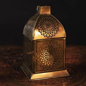 Decoraciones de Mesa, Candelabro de Metal Dorado Antiguo Estilo Marroquí para Velas de Té, Linterna para el Hogar en Ramadán - Product Image 6