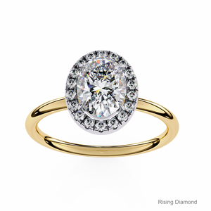 3,32 Ct Oval Cut Lab Grown Diamond Halo Set Anillo de compromiso Oro amarillo CVD Anillo de diamante Regalo de aniversario para ella - Product Image 2