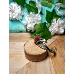Navajo Dave Skeets Mediterranean Coral & Sterling <b>Silver</b> Fashion <b>Cuff</b> <b>Bracelet</b> - Product Image 6