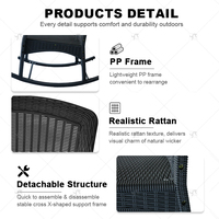 Fauteuil à bascule en rotin pour jardin extérieur, mobilier de patio moderne pour cour, balcon, villa, hôtel, complexe hôtelier et projets d'hôtellerie