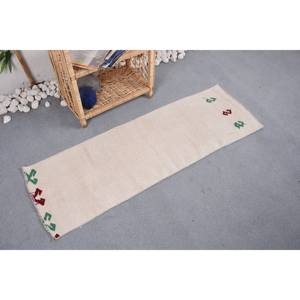 Alfombra clásica moderna de lana Beige, 150x440 cm, Vintage estilo turco, patrón de retazos geométricos, látex de 10mm de espesor para coche de vida - Product Image 3