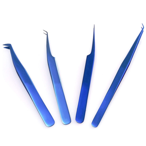 Nouvelle gamme de pinces à épiler pour extensions de cils en acier inoxydable Belle pointe en fibre de grande quantité de couleur plasma disponible Emballage personnalisé - Product Image 1