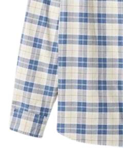 Camisa a cuadros personalizada para hombre, azul claro y beige, de manga larga, informal, de franela de algodón, suave, para uso diario, al por mayor. - Product Image 5