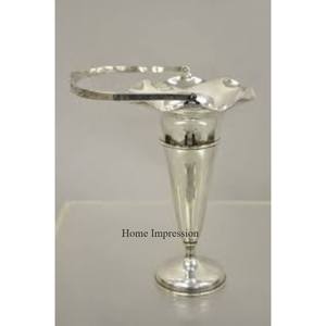 Finition en aluminium coulé couleur argent brillant poli miroir centres de table de mariage et décoration de table trompette Vases fournitures - Product Image 1