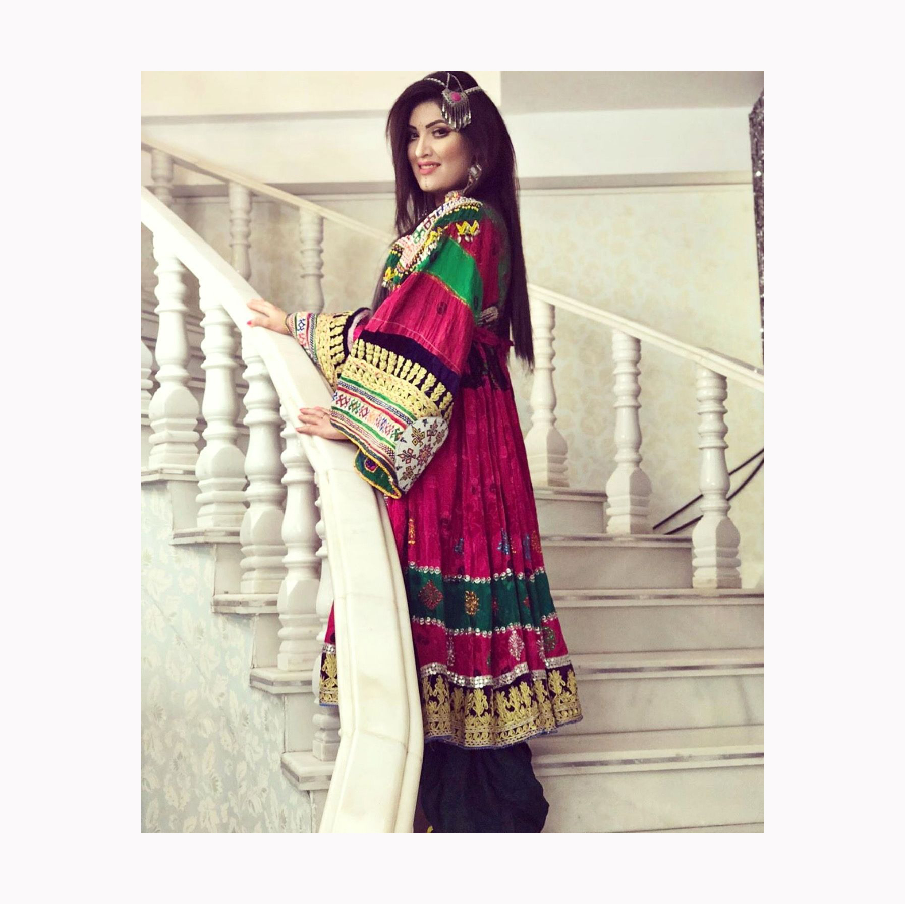 sachin and babi light blue dress Atlasi Afghan Dress