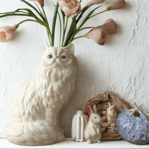 Cute Animal Shaped Ceramic <strong>Cat</strong> <strong>Vase</strong> for Home Decoration and Gifts Tabletop Flower Pot - Product Image 1