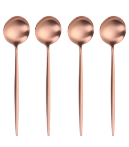 Meilleure vente de vaisselle en acier cuillère à café en or accessoires de Noël cuillère à café à poignée en bout miroir cuillères à lait pour dessert collation - Product Image 6