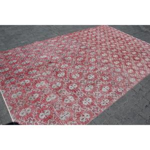 พรมตุรกีขนาดใหญ่พิเศษ 7x11.4 ฟุต พรมปะติดสีแดงวินเทจ - Product Image 3