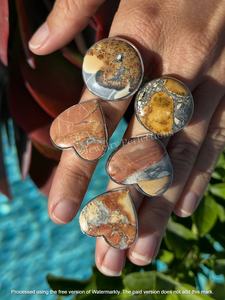 Vente en gros de pierres précieuses de jaspe Maligano originales, bague en argent sterling 925 en forme de cœur pour femmes, prix d'usine, bijoux - Product Image 2